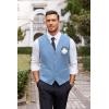 imageCOOFANDY Mens Business Suit Vest Casual Dress Vest Slim Fit Formal WaistcoatSky Blue