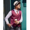 imageCOOFANDY Mens Business Suit Vest Casual Dress Vest Slim Fit Formal WaistcoatWine Red