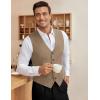 imageCOOFANDY Mens Business Suit Vest Slim Fit Dress Vest Wedding WaistcoatKhaki