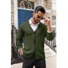 imageCOOFANDY Mens Cardigan Sweater Cable Knit V Neck Button up Sweaters Ribbed Cardigan Sweater with PocketsArmy Green