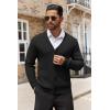 imageCOOFANDY Mens Cardigan Sweater Cable Knit V Neck Button up Sweaters Ribbed Cardigan Sweater with PocketsBlack