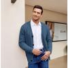 imageCOOFANDY Mens Cardigan Sweater Cable Knit V Neck Button up Sweaters Ribbed Cardigan Sweater with PocketsBlue
