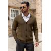 imageCOOFANDY Mens Cardigan Sweater Cable Knit V Neck Button up Sweaters Ribbed Cardigan Sweater with PocketsBrown