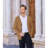 imageCOOFANDY Mens Cardigan Sweater Cable Knit V Neck Button up Sweaters Ribbed Cardigan Sweater with PocketsCaramel
