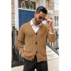 imageCOOFANDY Mens Cardigan Sweater Cable Knit V Neck Button up Sweaters Ribbed Cardigan Sweater with PocketsCaramel