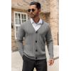 imageCOOFANDY Mens Cardigan Sweater Cable Knit V Neck Button up Sweaters Ribbed Cardigan Sweater with PocketsGrey