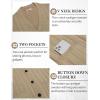 imageCOOFANDY Mens Cardigan Sweater Cable Knit V Neck Button up Sweaters Ribbed Cardigan Sweater with PocketsKhaki