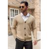 imageCOOFANDY Mens Cardigan Sweater Cable Knit V Neck Button up Sweaters Ribbed Cardigan Sweater with PocketsKhaki