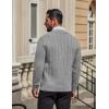 imageCOOFANDY Mens Cardigan Sweater Cable Knit V Neck Button up Sweaters Ribbed Cardigan Sweater with PocketsLight Grey