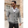 imageCOOFANDY Mens Cardigan Sweater Cable Knit V Neck Button up Sweaters Ribbed Cardigan Sweater with PocketsLight Grey