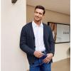 imageCOOFANDY Mens Cardigan Sweater Cable Knit V Neck Button up Sweaters Ribbed Cardigan Sweater with PocketsNavy Blue