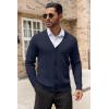 imageCOOFANDY Mens Cardigan Sweater Cable Knit V Neck Button up Sweaters Ribbed Cardigan Sweater with PocketsNavy Blue