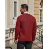 imageCOOFANDY Mens Cardigan Sweater Cable Knit V Neck Button up Sweaters Ribbed Cardigan Sweater with PocketsRed