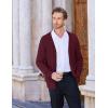 imageCOOFANDY Mens Cardigan Sweater Cable Knit V Neck Button up Sweaters Ribbed Cardigan Sweater with PocketsWine Red