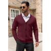 imageCOOFANDY Mens Cardigan Sweater Cable Knit V Neck Button up Sweaters Ribbed Cardigan Sweater with PocketsWine Red