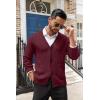 imageCOOFANDY Mens Cardigan Sweater Cable Knit V Neck Button up Sweaters Ribbed Cardigan Sweater with PocketsWine Red