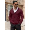 imageCOOFANDY Mens Cardigan Sweater Cable Knit V Neck Button up Sweaters Ribbed Cardigan Sweater with PocketsWine Red