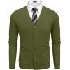 imageCOOFANDY Mens Cardigan Sweater Long Sleeve Casual V Neck Lightweight Button Down Knitted Sweater with Pockets Fall ClothesArmy Green