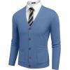 imageCOOFANDY Mens Cardigan Sweater Long Sleeve Casual V Neck Lightweight Button Down Knitted Sweater with Pockets Fall ClothesBlue
