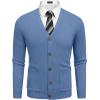 imageCOOFANDY Mens Cardigan Sweater Long Sleeve Casual V Neck Lightweight Button Down Knitted Sweater with Pockets Fall ClothesBlue