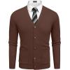 imageCOOFANDY Mens Cardigan Sweater Long Sleeve Casual V Neck Lightweight Button Down Knitted Sweater with Pockets Fall ClothesBrown