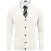 imageCOOFANDY Mens Cardigan Sweater Long Sleeve Casual V Neck Lightweight Button Down Knitted Sweater with Pockets Fall ClothesIvory