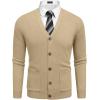 imageCOOFANDY Mens Cardigan Sweater Long Sleeve Casual V Neck Lightweight Button Down Knitted Sweater with Pockets Fall ClothesKhaki