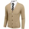 imageCOOFANDY Mens Cardigan Sweater Long Sleeve Casual V Neck Lightweight Button Down Knitted Sweater with Pockets Fall ClothesKhaki