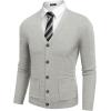 imageCOOFANDY Mens Cardigan Sweater Long Sleeve Casual V Neck Lightweight Button Down Knitted Sweater with Pockets Fall ClothesLight Grey