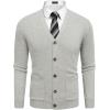 imageCOOFANDY Mens Cardigan Sweater Long Sleeve Casual V Neck Lightweight Button Down Knitted Sweater with Pockets Fall ClothesLight Grey