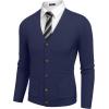 imageCOOFANDY Mens Cardigan Sweater Long Sleeve Casual V Neck Lightweight Button Down Knitted Sweater with Pockets Fall ClothesNavy Blue