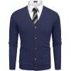 imageCOOFANDY Mens Cardigan Sweater Long Sleeve Casual V Neck Lightweight Button Down Knitted Sweater with Pockets Fall ClothesNavy Blue