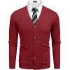 imageCOOFANDY Mens Cardigan Sweater Long Sleeve Casual V Neck Lightweight Button Down Knitted Sweater with Pockets Fall ClothesWine Red