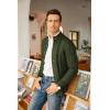 imageCOOFANDY Mens Cardigan Sweater Slim Fit Stand Collar Cardigan Casual Cable Knitted Button Down Sweater with PocketsArmy Green
