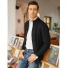 imageCOOFANDY Mens Cardigan Sweater Slim Fit Stand Collar Cardigan Casual Cable Knitted Button Down Sweater with PocketsBlack