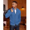 imageCOOFANDY Mens Cardigan Sweater Slim Fit Stand Collar Cardigan Casual Cable Knitted Button Down Sweater with PocketsBlue