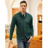 imageCOOFANDY Mens Cardigan Sweater Slim Fit Stand Collar Cardigan Casual Cable Knitted Button Down Sweater with PocketsGreen
