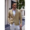 imageCOOFANDY Mens Cardigan Sweater Slim Fit Stand Collar Cardigan Casual Cable Knitted Button Down Sweater with PocketsKhaki