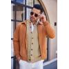 imageCOOFANDY Mens Cardigan Sweater Slim Fit Stand Collar Cardigan Casual Cable Knitted Button Down Sweater with PocketsKhaki