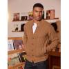 imageCOOFANDY Mens Cardigan Sweater Slim Fit Stand Collar Cardigan Casual Cable Knitted Button Down Sweater with PocketsLight Caramel