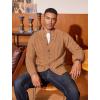 imageCOOFANDY Mens Cardigan Sweater Slim Fit Stand Collar Cardigan Casual Cable Knitted Button Down Sweater with PocketsLight Caramel
