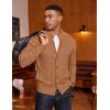 imageCOOFANDY Mens Cardigan Sweater Slim Fit Stand Collar Cardigan Casual Cable Knitted Button Down Sweater with PocketsLight Caramel