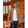 imageCOOFANDY Mens Cardigan Sweater Slim Fit Stand Collar Cardigan Casual Cable Knitted Button Down Sweater with PocketsLight Caramel