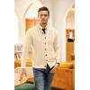 imageCOOFANDY Mens Cardigan Sweater Slim Fit Stand Collar Cardigan Casual Cable Knitted Button Down Sweater with PocketsLight Khaki