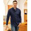 imageCOOFANDY Mens Cardigan Sweater Slim Fit Stand Collar Cardigan Casual Cable Knitted Button Down Sweater with PocketsNavy Blue