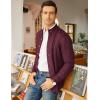 imageCOOFANDY Mens Cardigan Sweater Slim Fit Stand Collar Cardigan Casual Cable Knitted Button Down Sweater with PocketsWine Red
