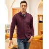 imageCOOFANDY Mens Cardigan Sweater Slim Fit Stand Collar Cardigan Casual Cable Knitted Button Down Sweater with PocketsWine Red