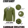 imageCOOFANDY Mens Cardigan Sweaters with Button Lightweight Casual V Neck Long Sleeve Pockets Knitted SweaterArmy Green