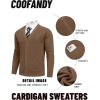 imageCOOFANDY Mens Cardigan Sweaters with Button Lightweight Casual V Neck Long Sleeve Pockets Knitted SweaterAshy Brown