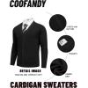 imageCOOFANDY Mens Cardigan Sweaters with Button Lightweight Casual V Neck Long Sleeve Pockets Knitted SweaterBlack